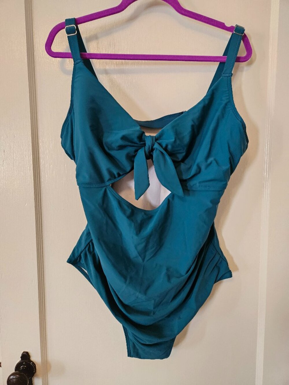 Aqua Eve Teal Women's Plus Size Cutout Deep V Neck One Piece Swimsuit